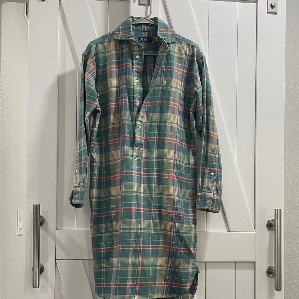 Polo by Ralph Lauren Plaid Shirt Dress - Green and Pink - Picture 4 of 13